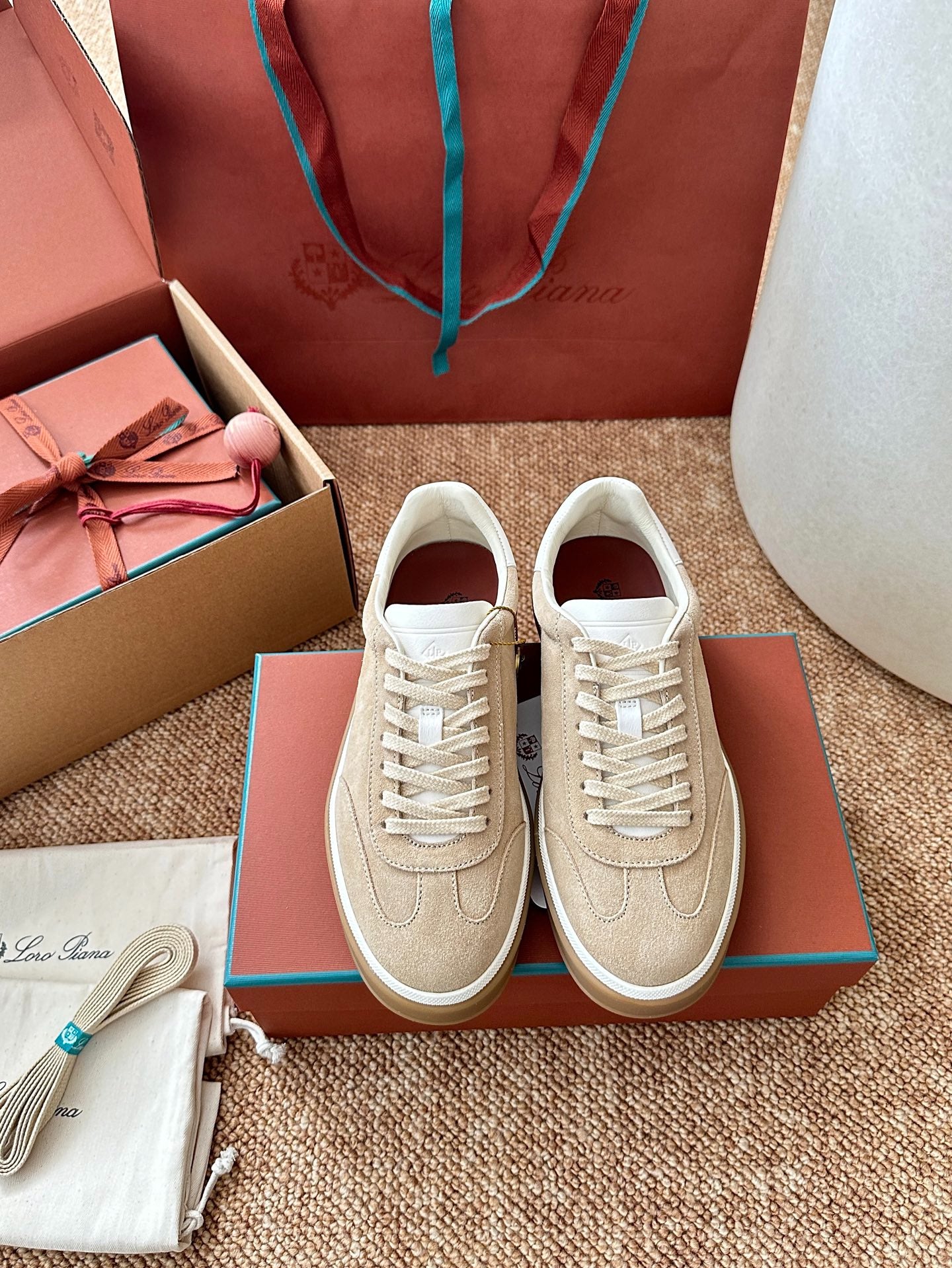 Loro Piana Suede Low-Top Sneakers - Sand Beige