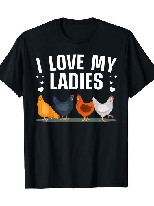 Chicken Farmers Love My Ladies Funny Graphic Tee - 100%, Breathable And Soft, Perfect for Sports And Outdoor Activities, Design