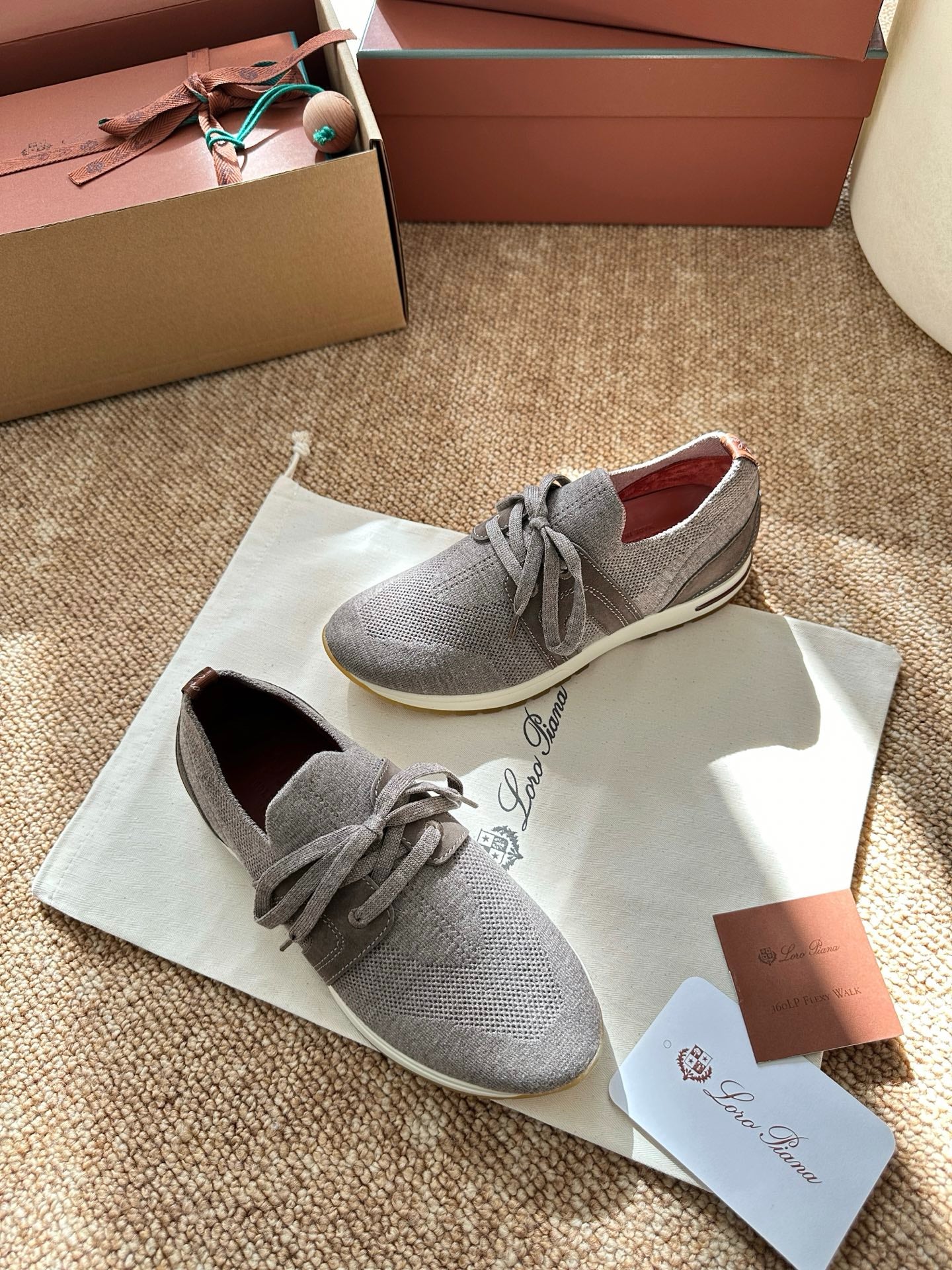 Loro Piana Knit & Suede Low-Top Sneakers - Heather Grey