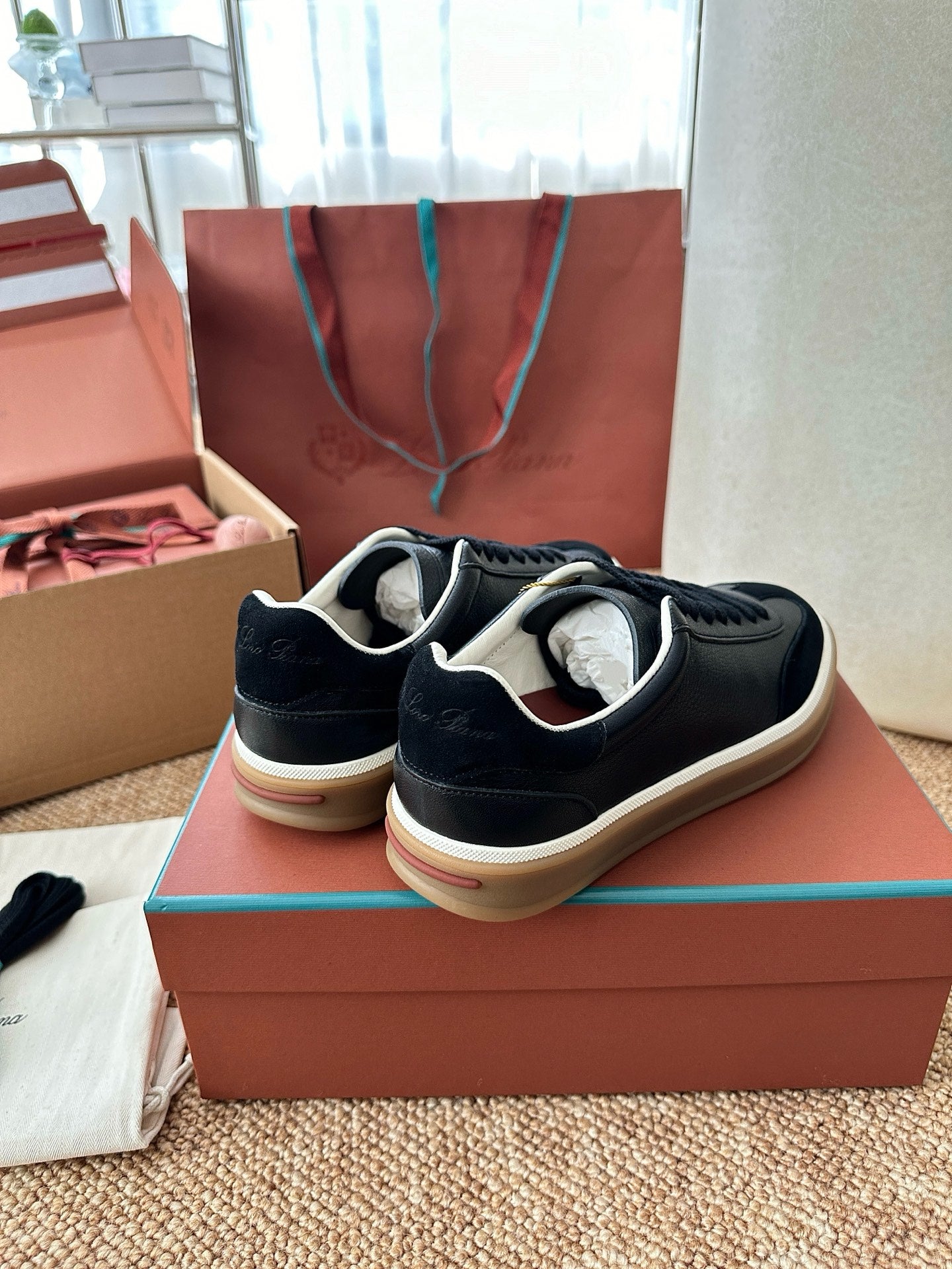 Loro Piana Leather & Suede Low-Top Sneakers - Black