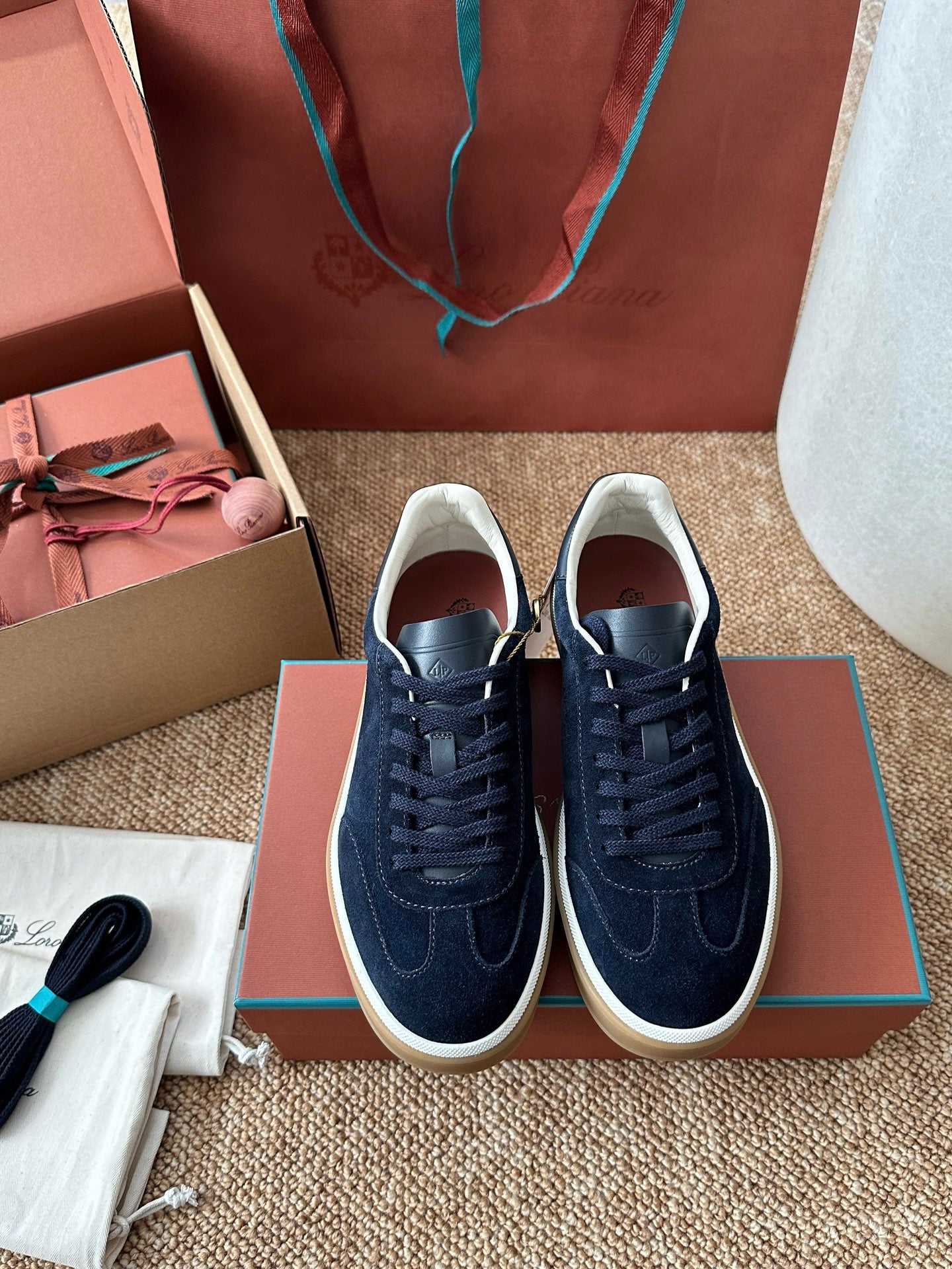 Loro Piana Suede Low-Top Sneakers - Navy Blue