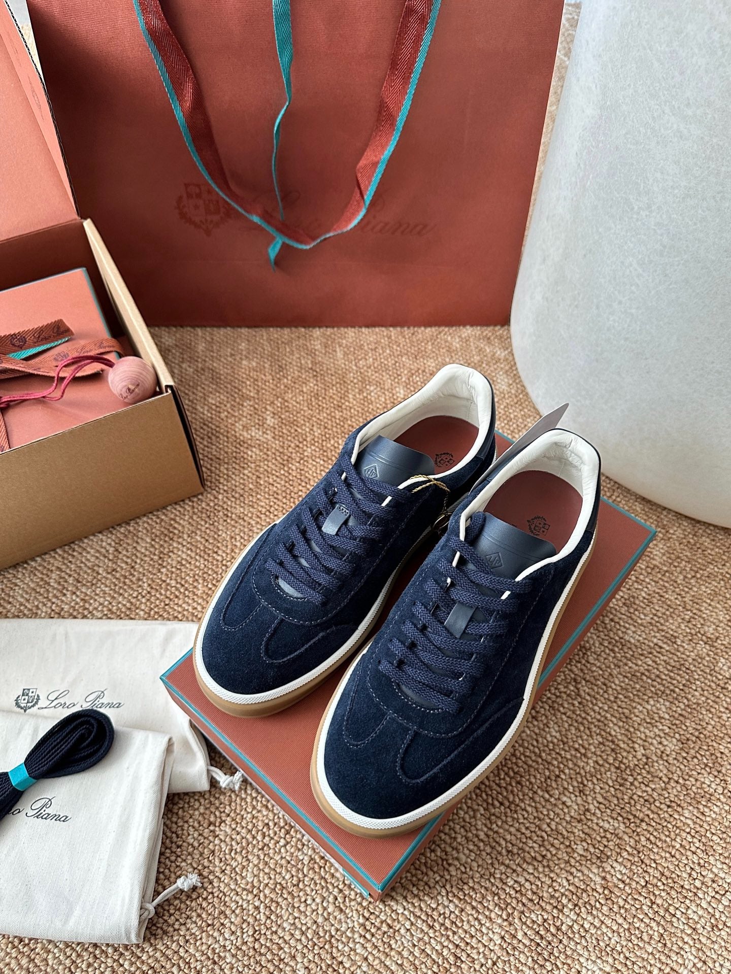 Loro Piana Suede Low-Top Sneakers - Navy Blue