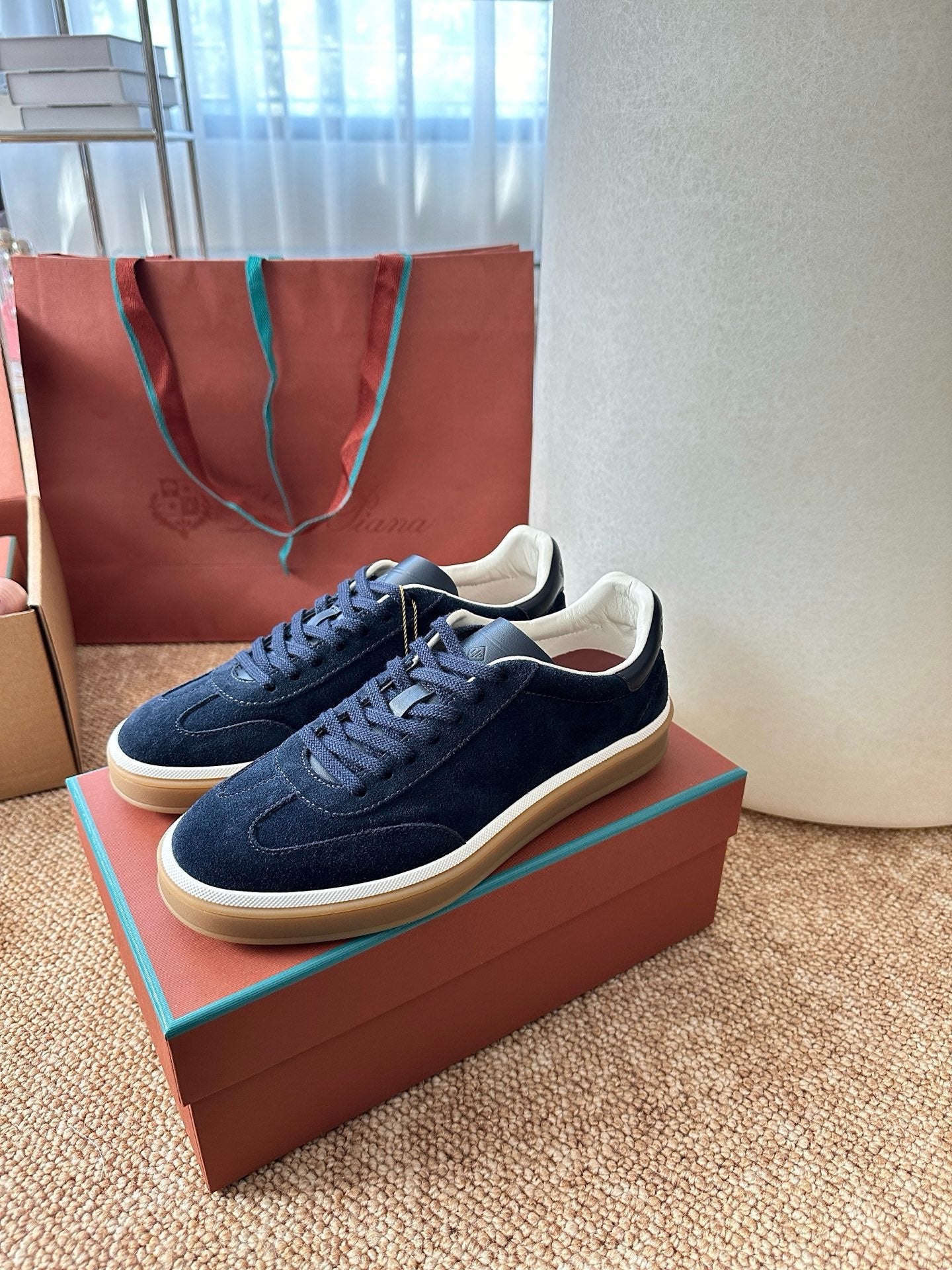 Loro Piana Suede Low-Top Sneakers - Navy Blue