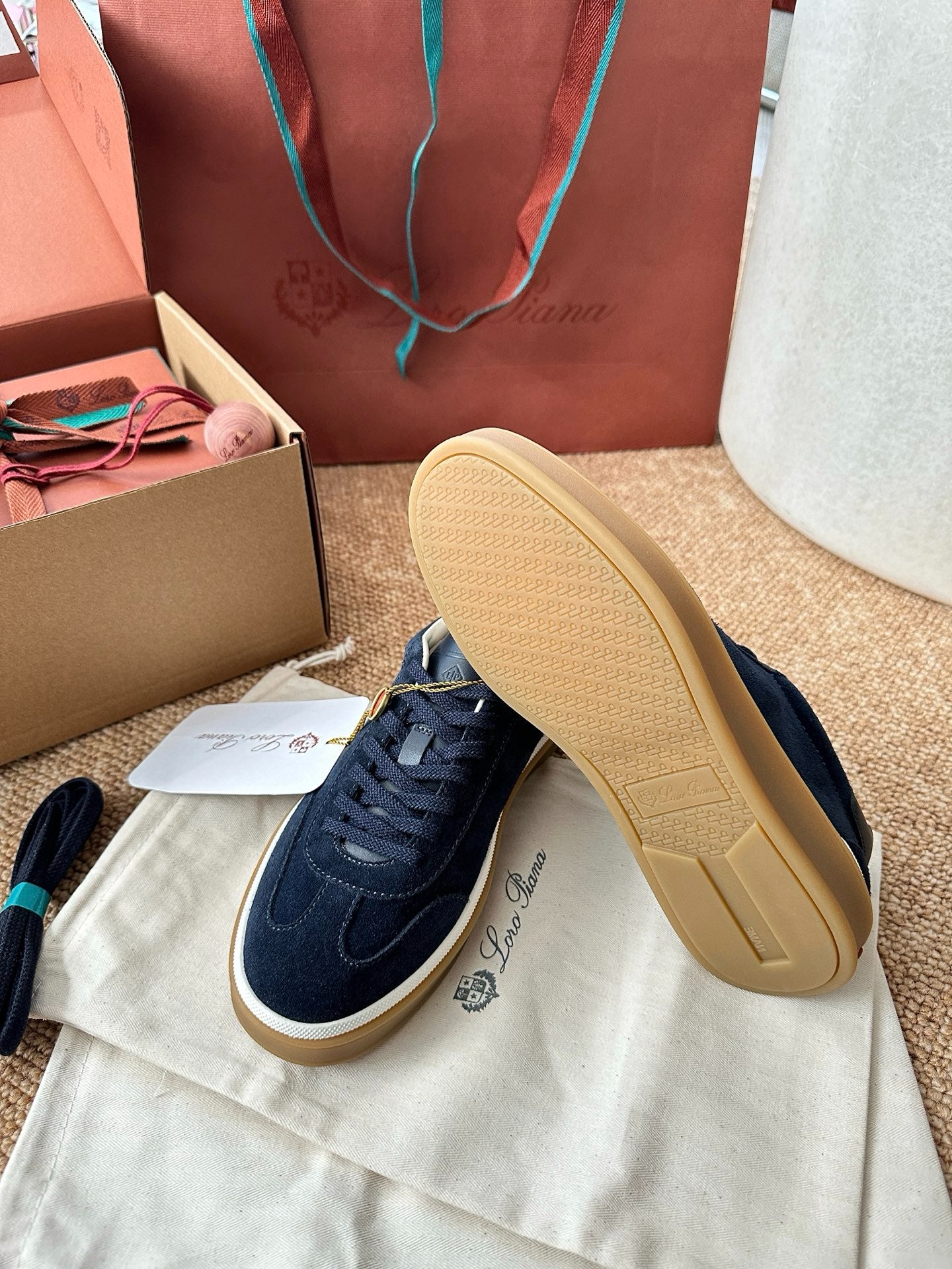 Loro Piana Suede Low-Top Sneakers - Navy Blue