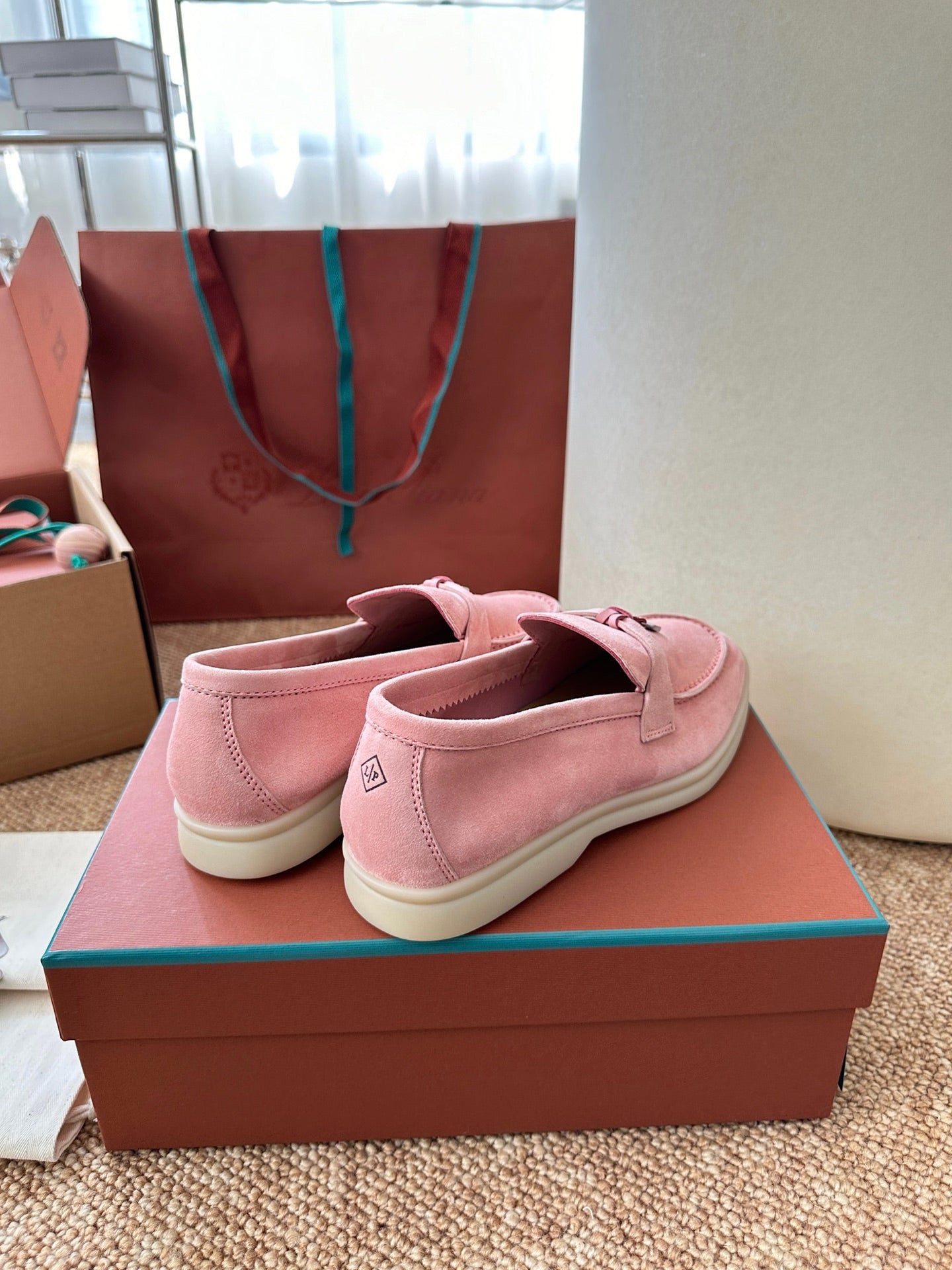 Pink Suede Slip-On Loafers, Loro Piana Style