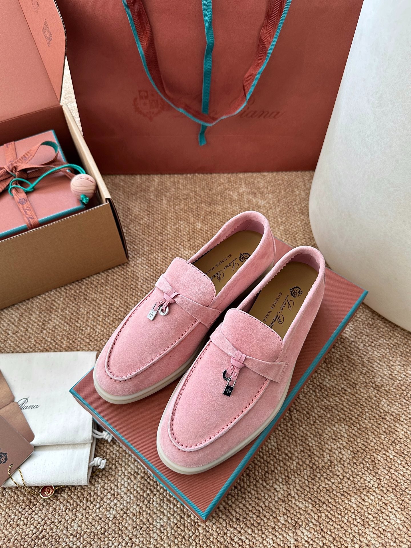 Pink Suede Slip-On Loafers, Loro Piana Style