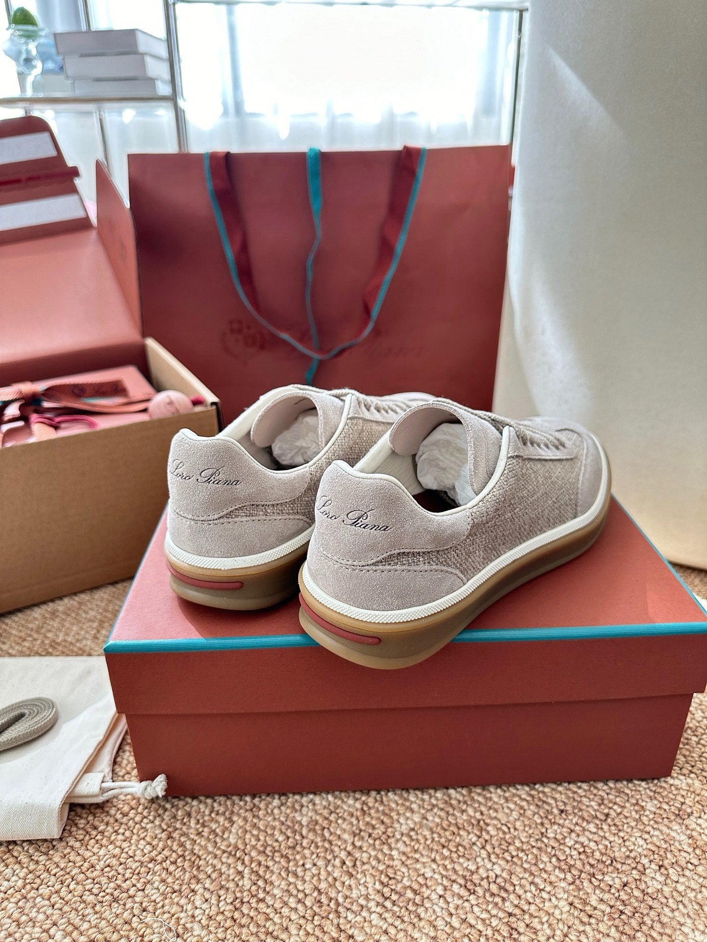 Loro Piana Suede & Linen Low-Top Sneakers - Light Beige