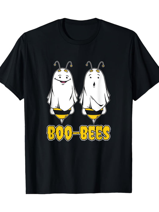 BOO-BEES Men'S for Halloween T-Shirt - Adorable Graphic Tee Featuring BOO-BEES Text, Black Crew Neck Shirt Perfect for Costume Parties And Casual Wear - Humorous Gift for Adults During for Halloween