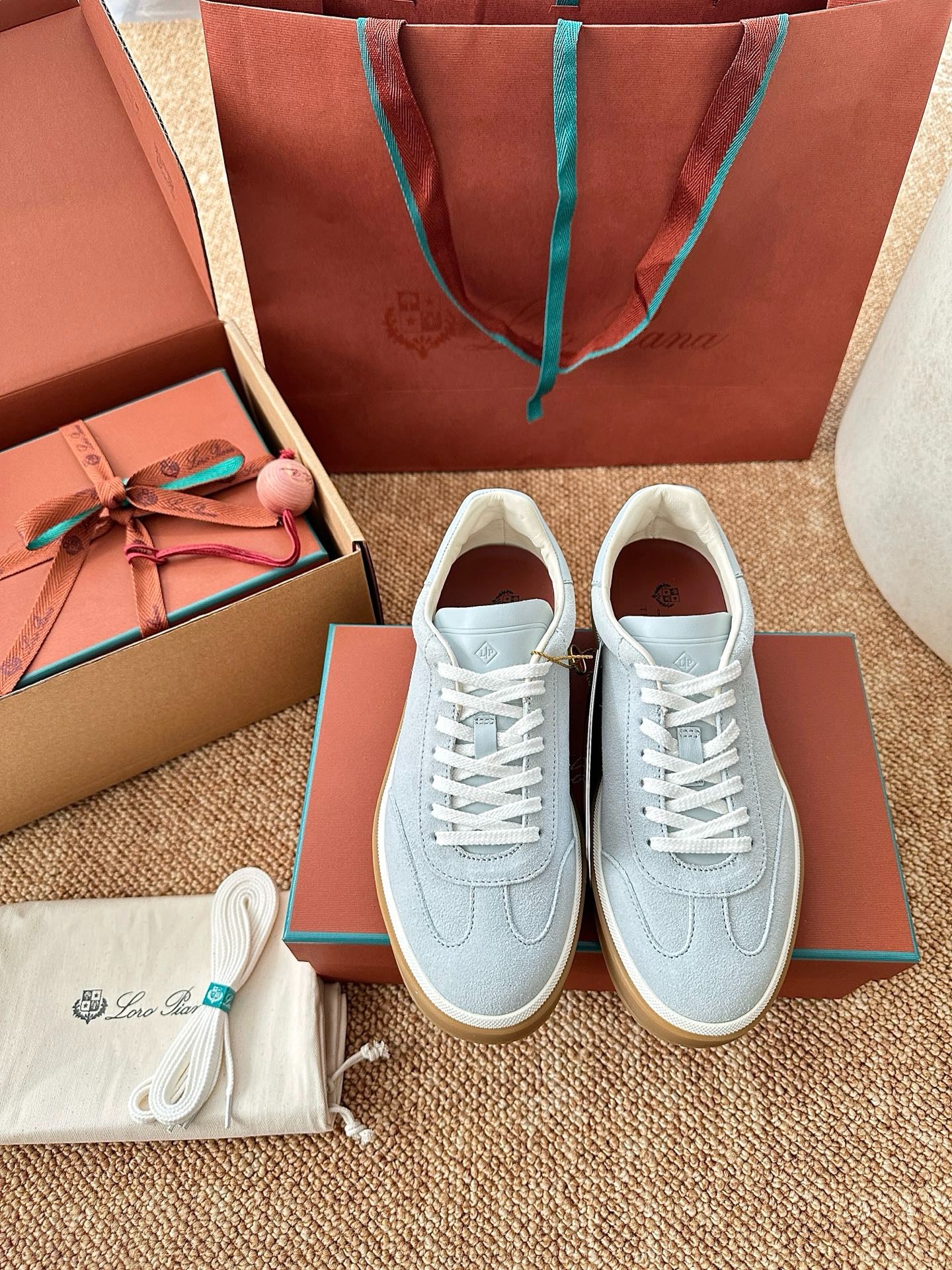 Loro Piana Suede Low-Top Sneakers - Light Ice Blue