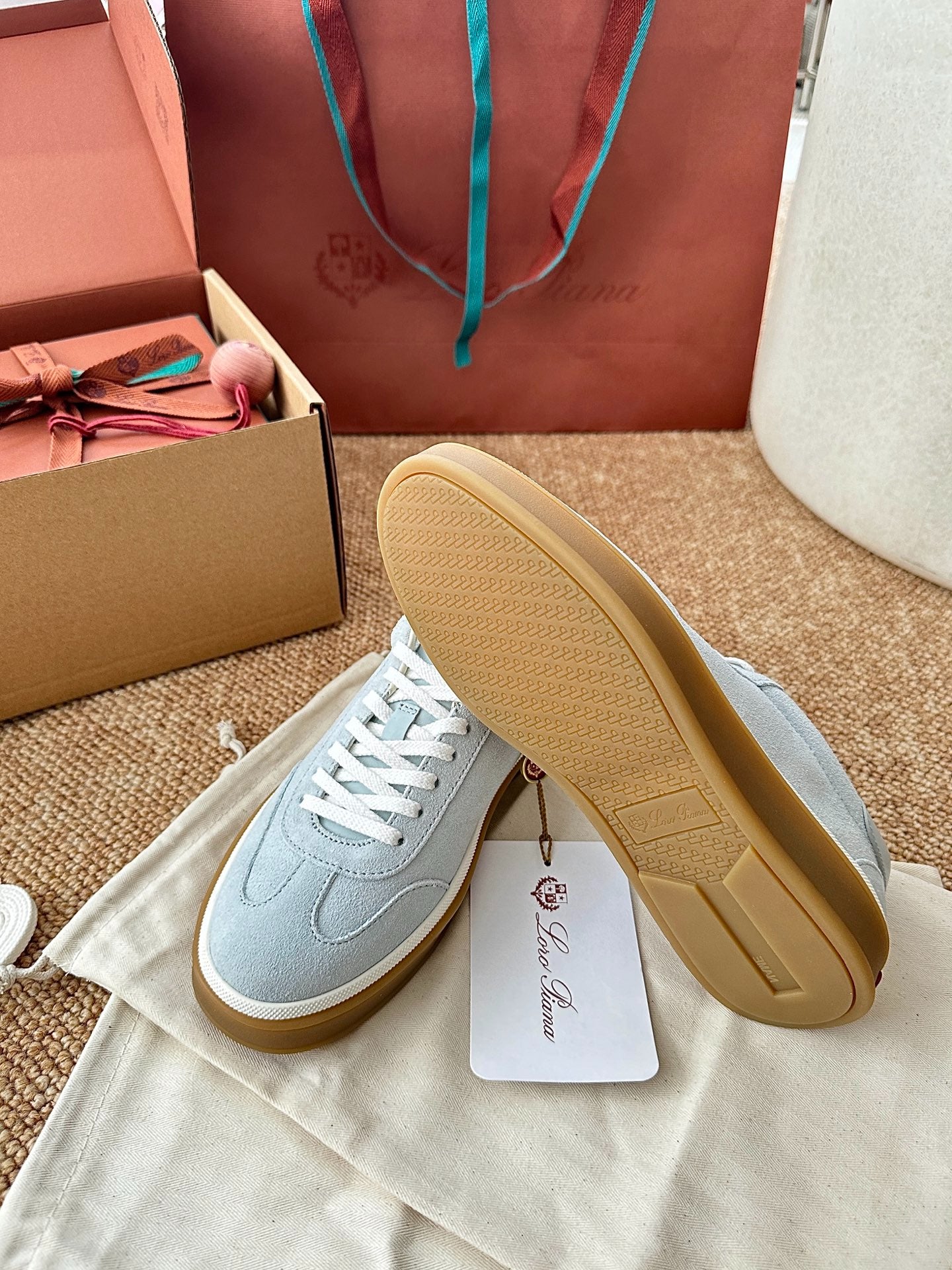 Loro Piana Suede Low-Top Sneakers - Light Ice Blue