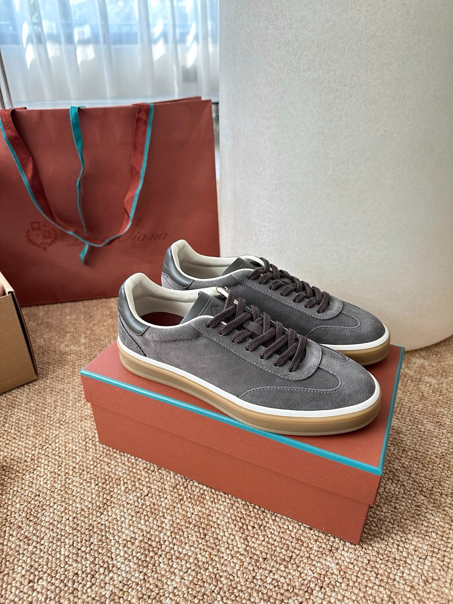 Loro Piana Suede Low-Top Sneakers - Dark Grey