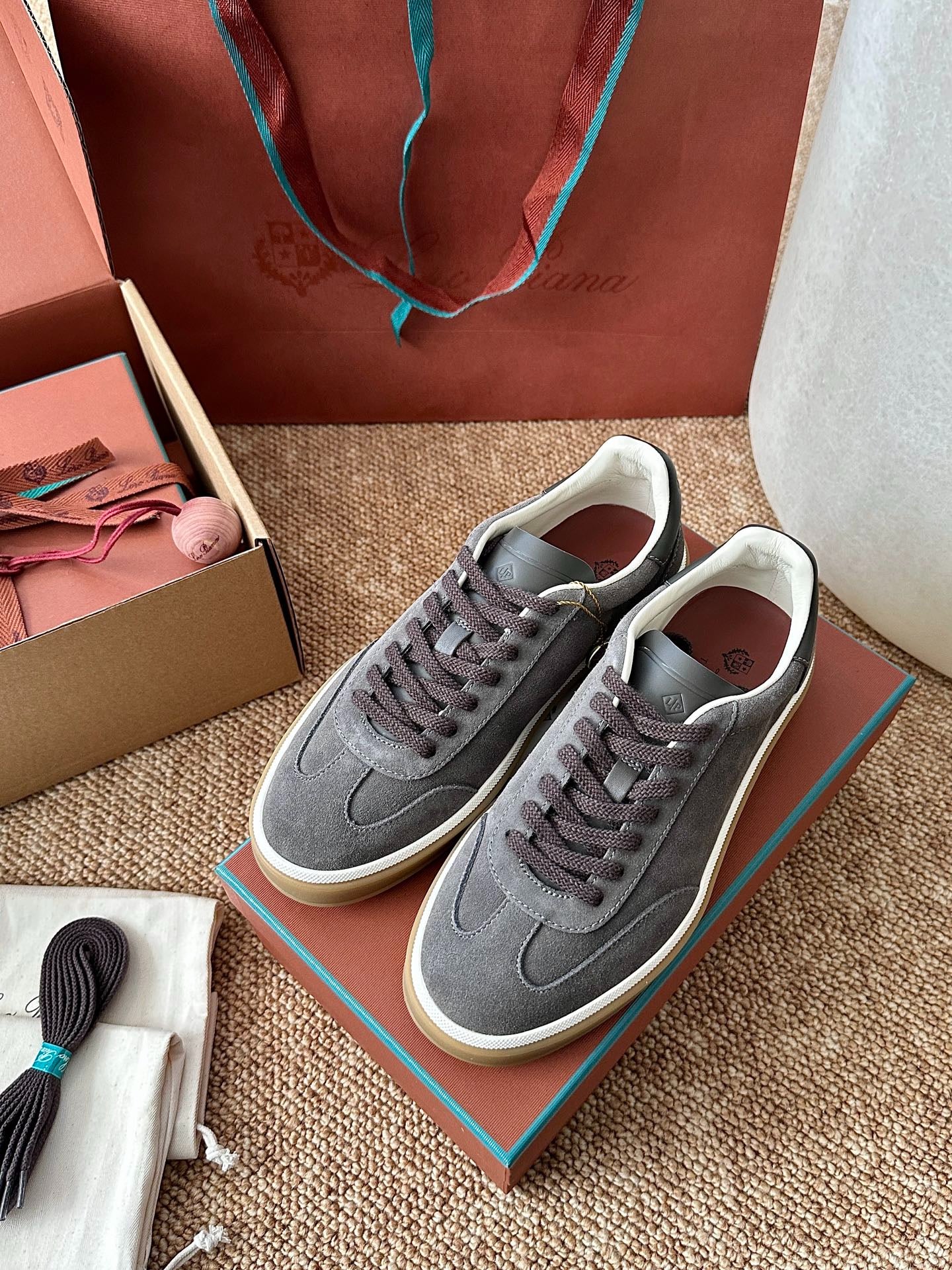 Loro Piana Suede Low-Top Sneakers - Dark Grey
