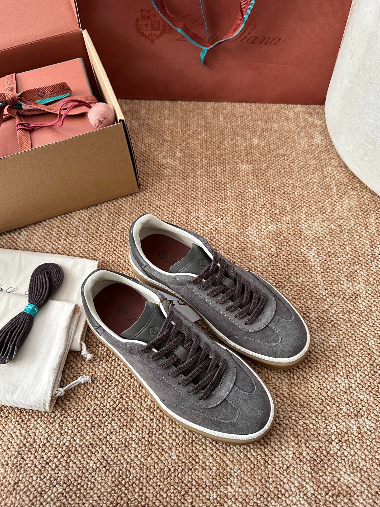Loro Piana Suede Low-Top Sneakers - Dark Grey