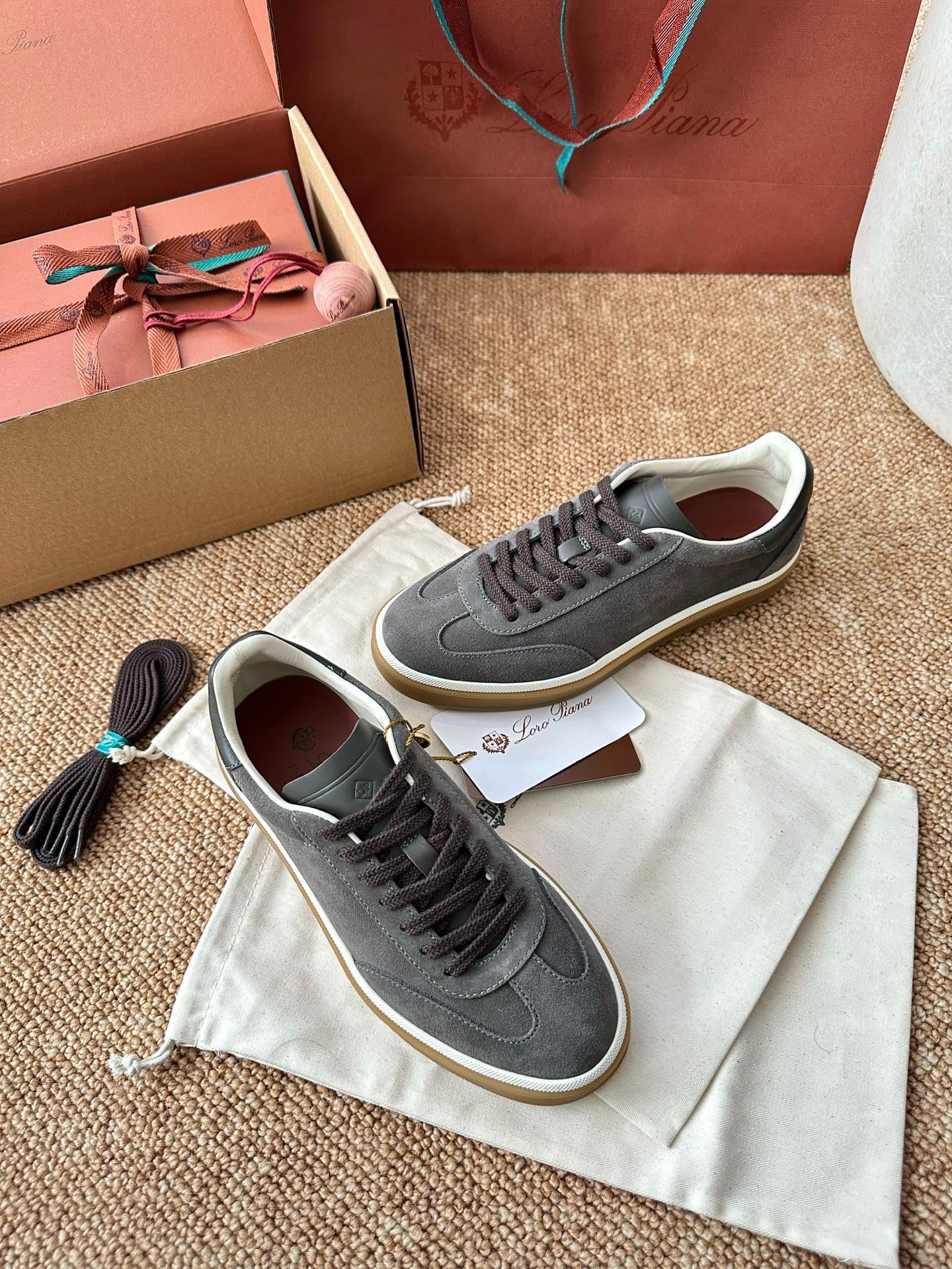 Loro Piana Suede Low-Top Sneakers - Dark Grey