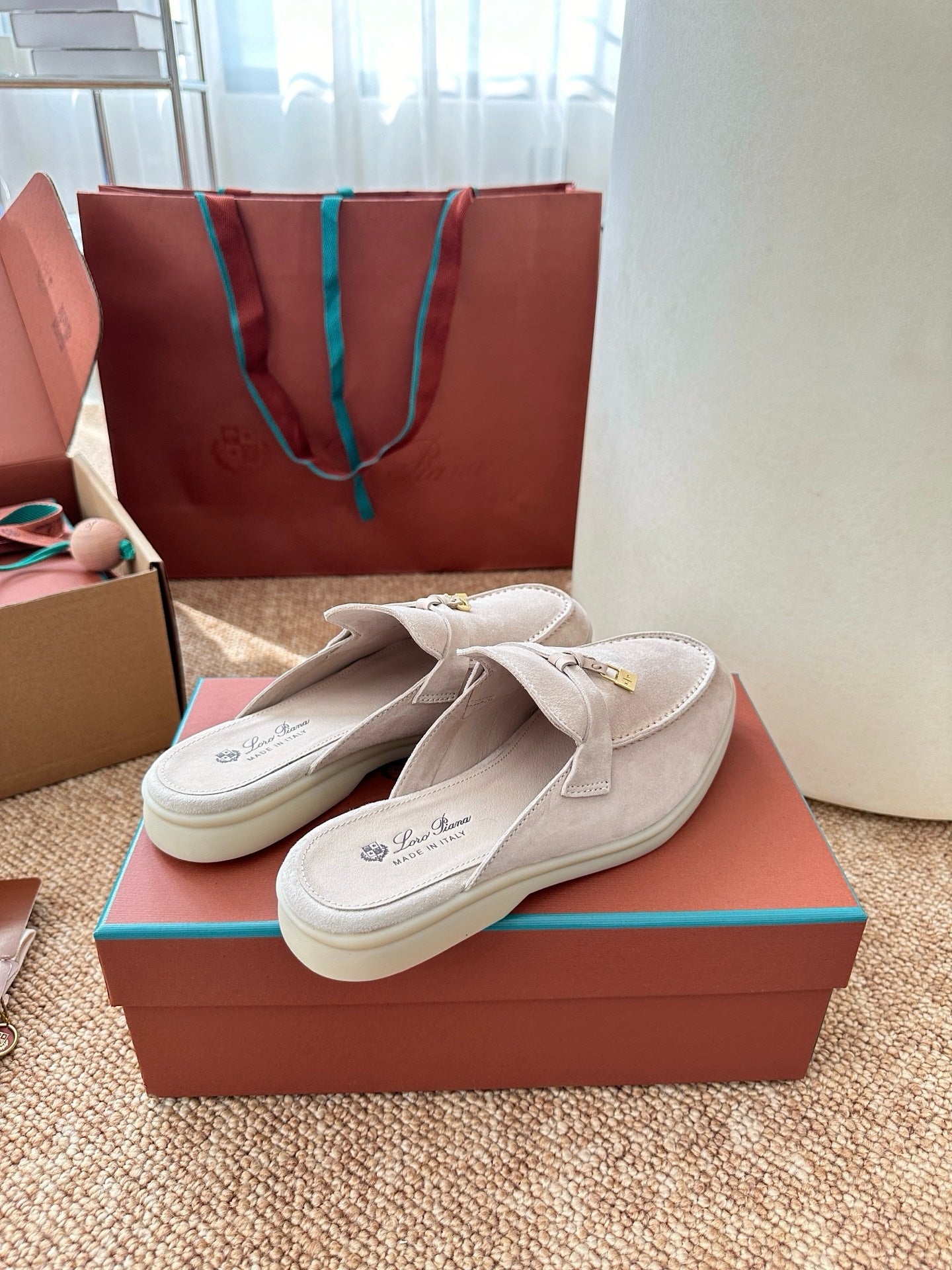 Loro Piana Summer Charms Walk Suede Mules - Off-White